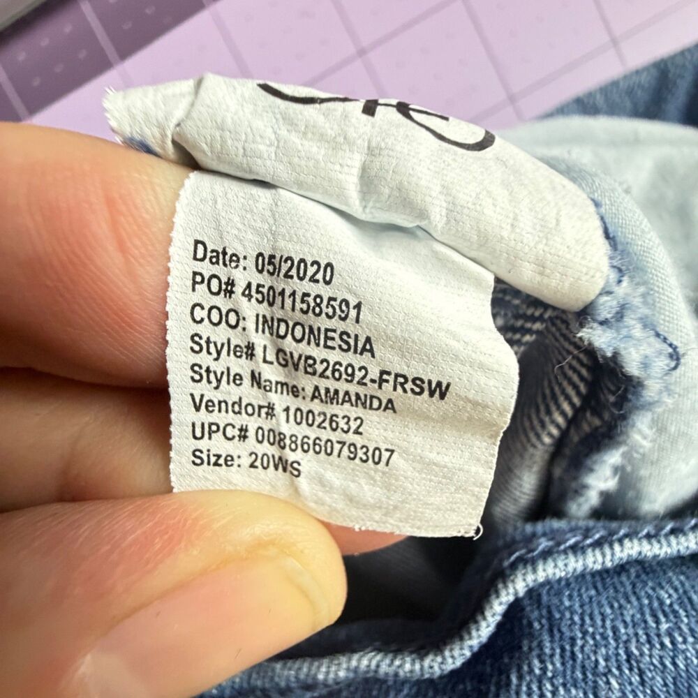 Gloria Vanderbilt Amanda Straight Jeans Womens 20W Blue Stretch Denim Pockets - Picture 9 of 10